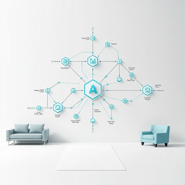 Abstract workflow orchestration visual for AI automation